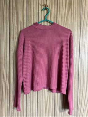 Streetwear Society Ribbed Mock Neck Top - Rose Large